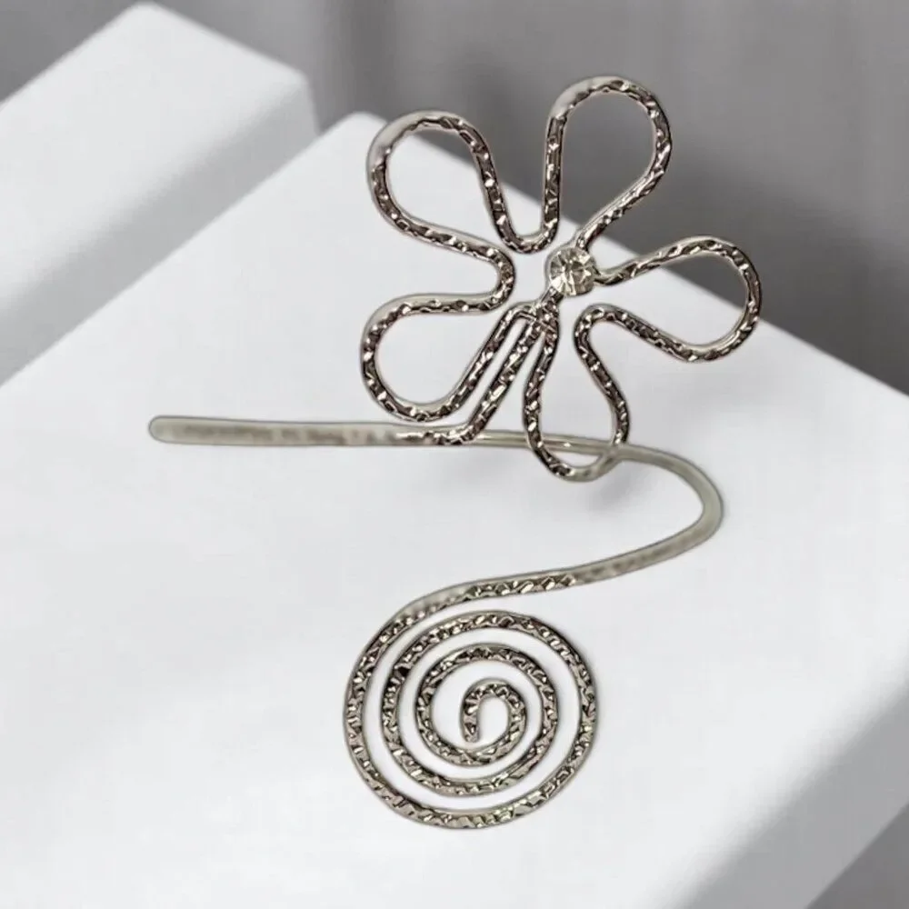 Silver Textured Spiral Flower Power Upper Arm Cuff Bracelet Armlet NEW